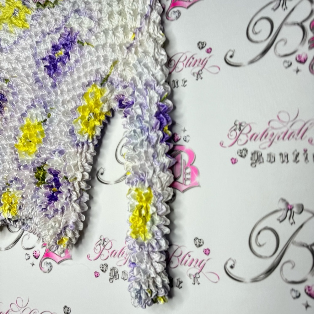 Bubble top 2000s y2k floral stretchy one size fits all iconic lavender lilac - Picture 4 of 10